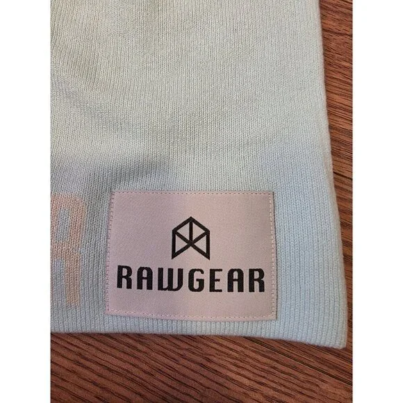 RawGear Beanie Stocking Hat Mens One Size Baby Blue Knit Logo RG623 Unisex NWT‎ - Picture 3 of 5